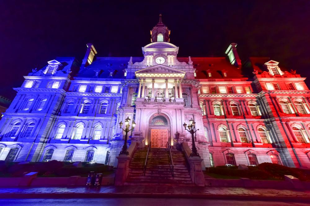 Montreal City Hall Illuminated for Event in Baltimore