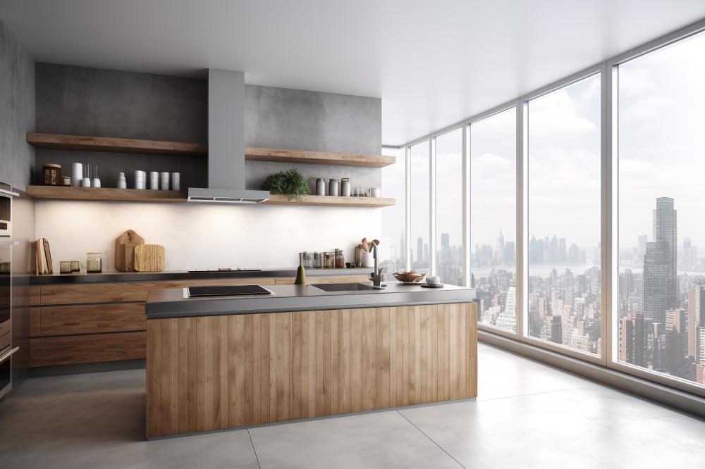 Contemporary Wood and Concrete Kitchen Interior