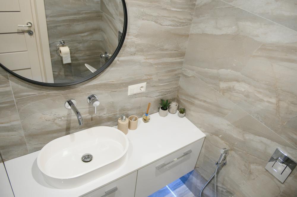 Contemporary shower room interior exemplifying modern home design