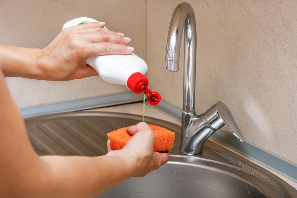 Pouring detergent for drain maintenance, a preventative measure