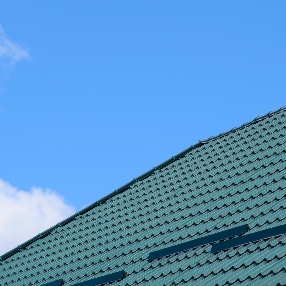 Corrugated green roof sheet, symbolizing Philadelphia's roof repair solutions