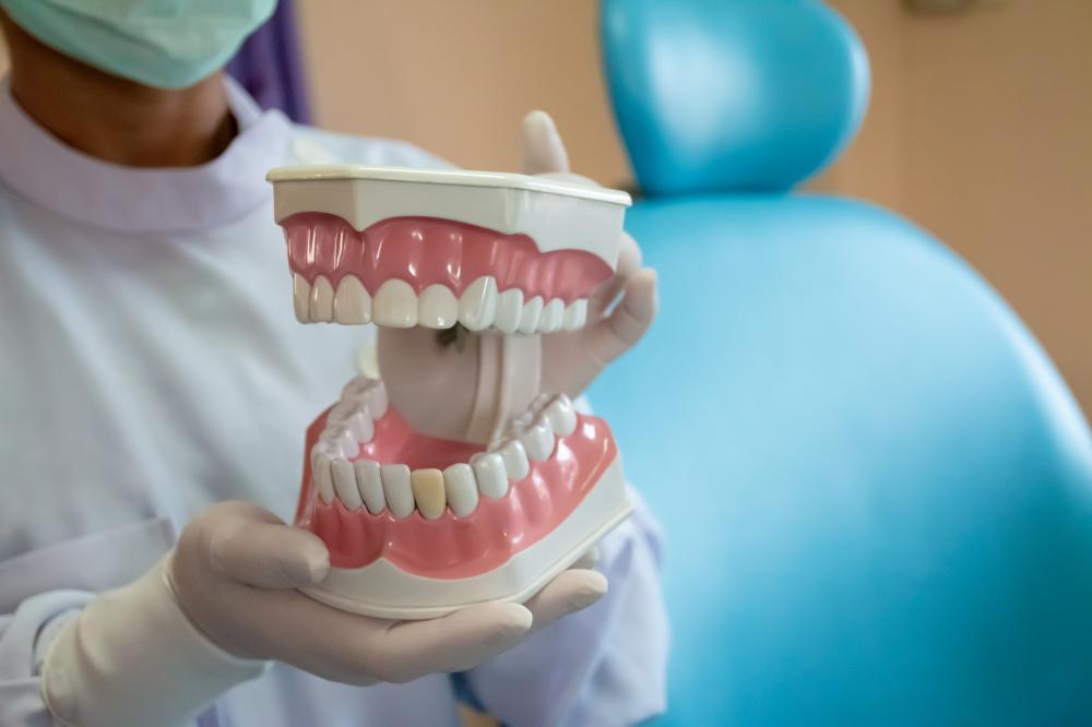 Dentist in action during a dental emergency