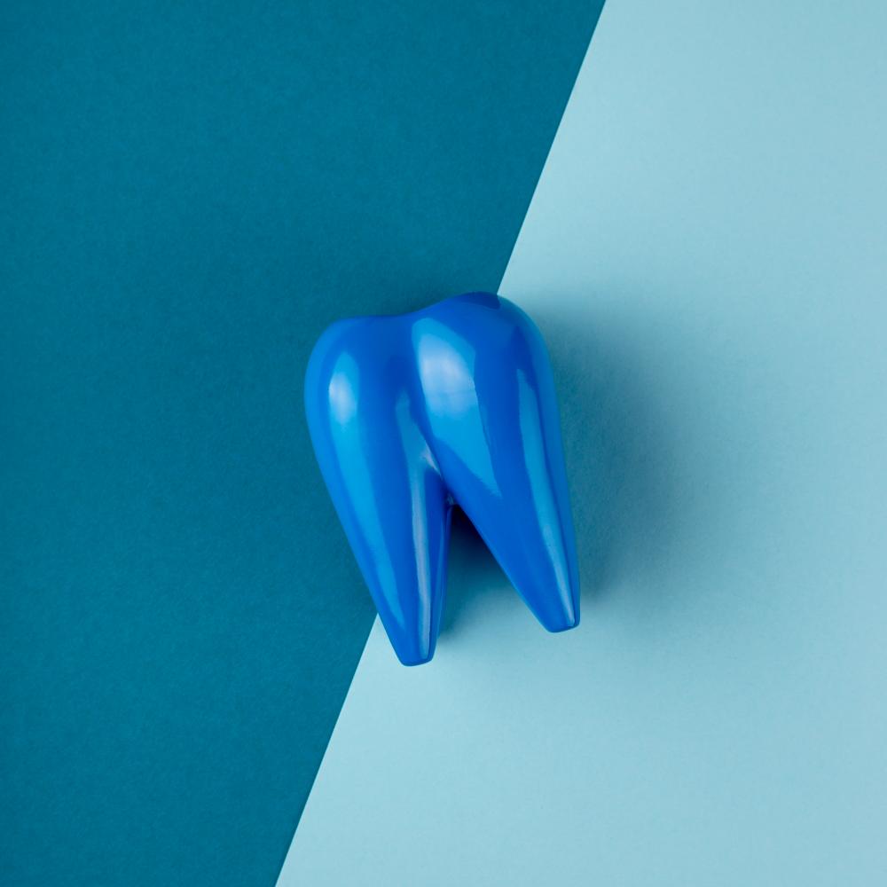 Model of a Blue Dental Crown
