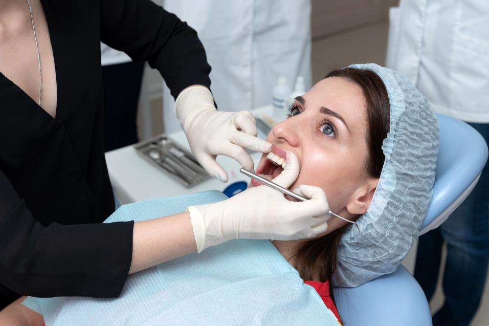 Patient receiving dental whitening treatment in Chicago