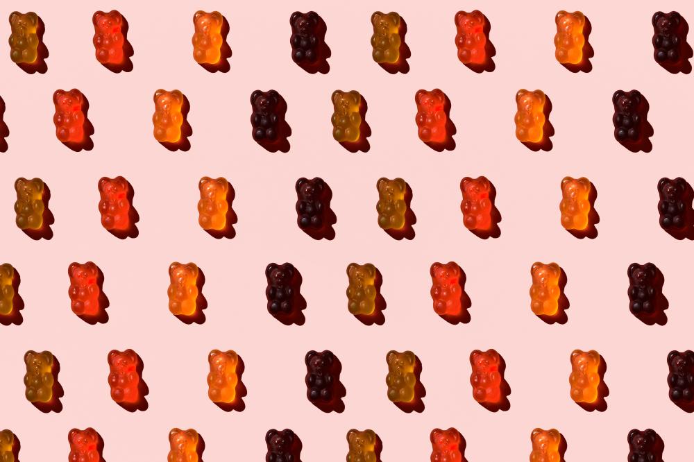 Colorful full spectrum CBD gummy bears highlighting potency and variety