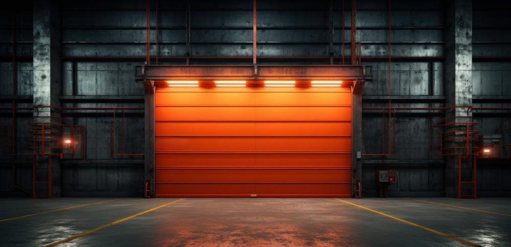 Orange Commercial Garage Door in Albuquerque Warehouse
