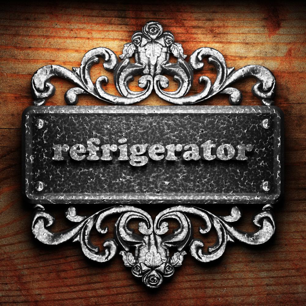 Refrigerator repair commitment engraved on iron plaque
