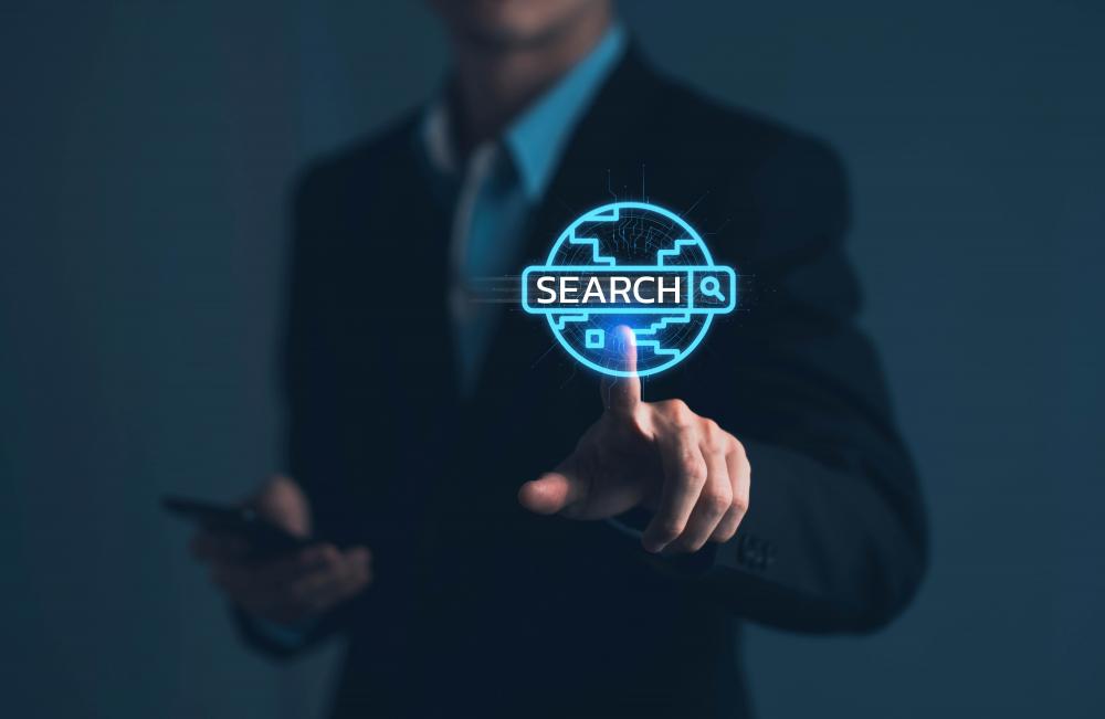 Businessman using search technology for Tumwater SEO