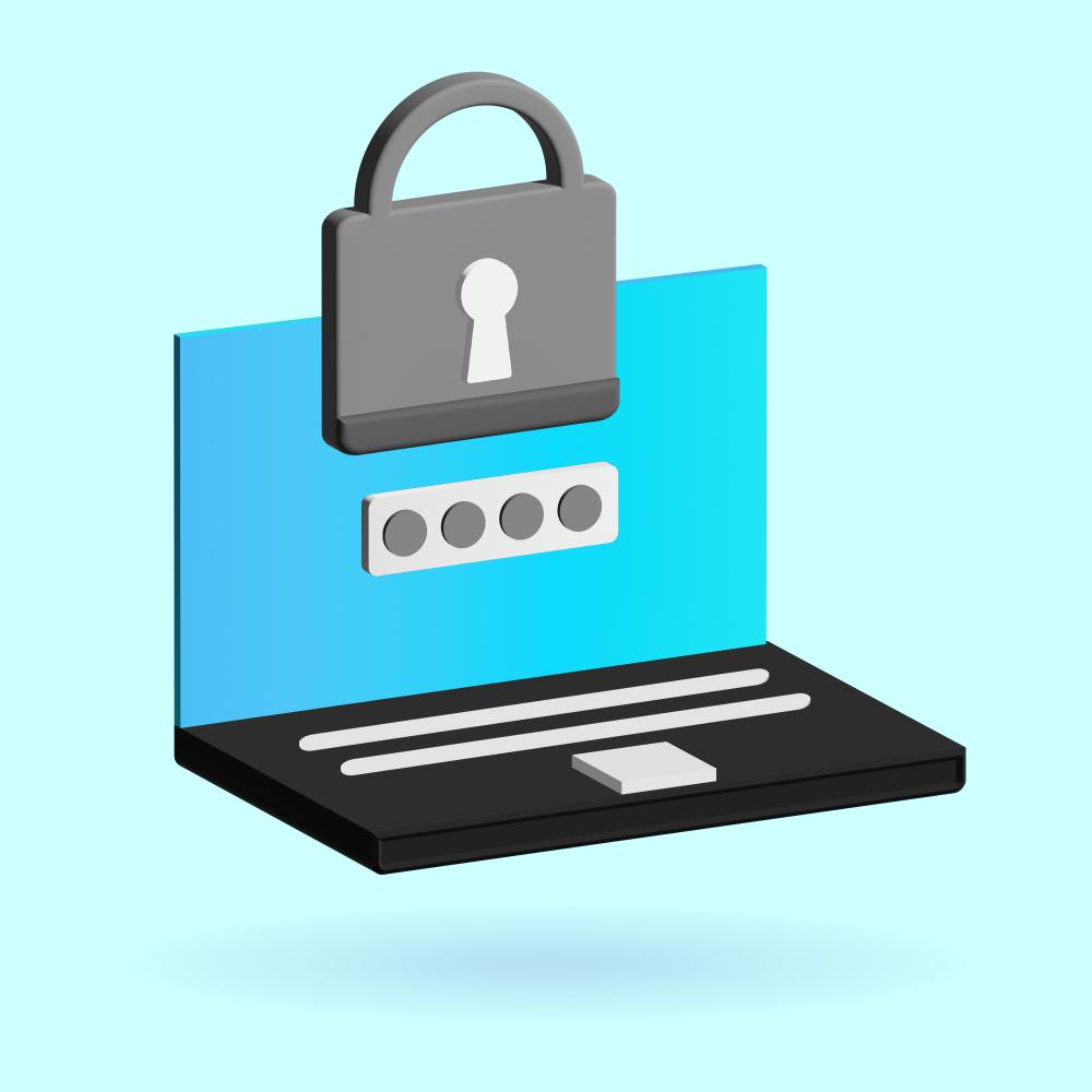 3D Computer Protection Icon for Website Security