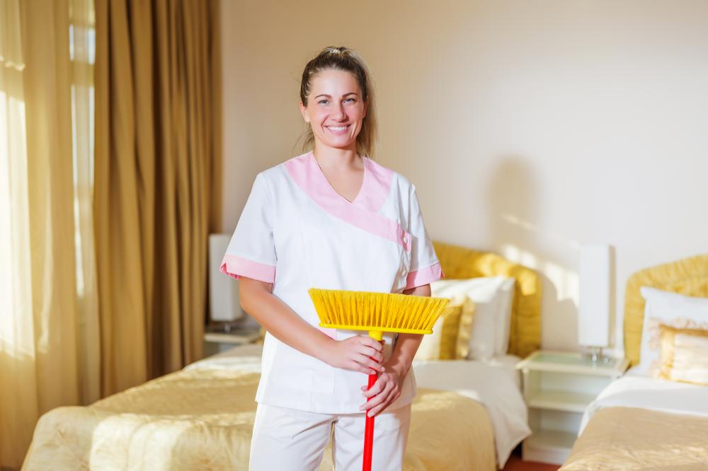 Professional house cleaner ready for service in Afton