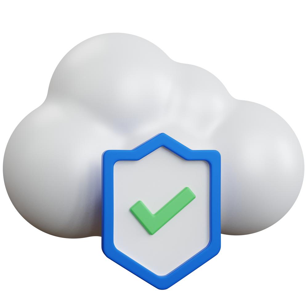 Cloud with a blue shield representing cloud-based security monitoring