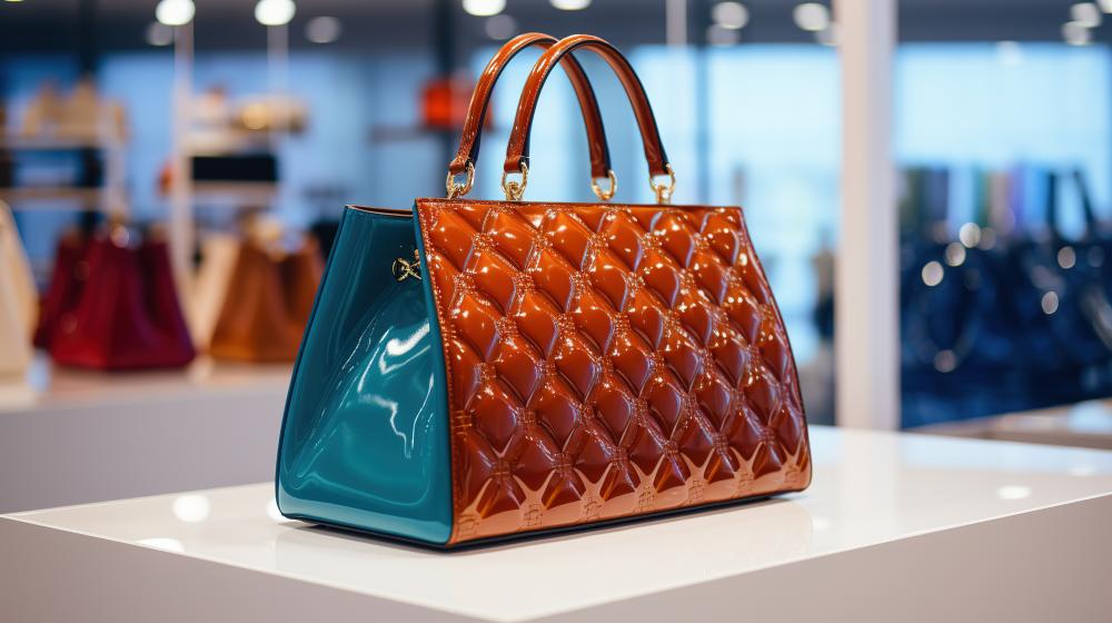 Elegant luxury handbag on display in upscale boutique