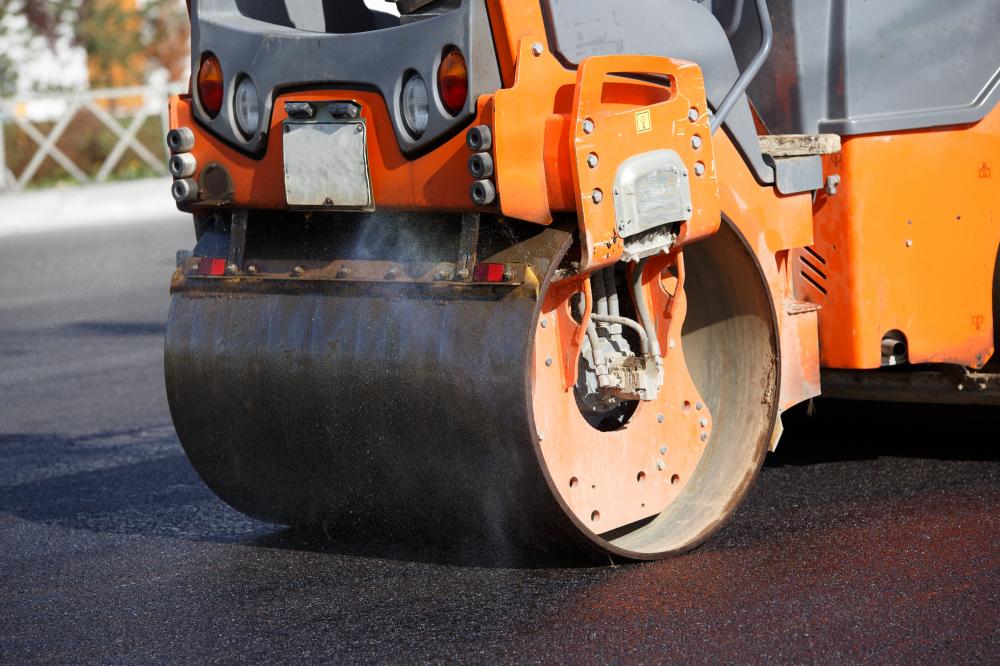 Asphalt roller close up