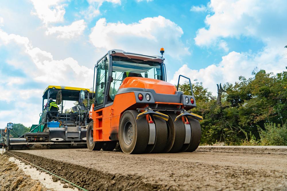 Professional equipment flattening dirt