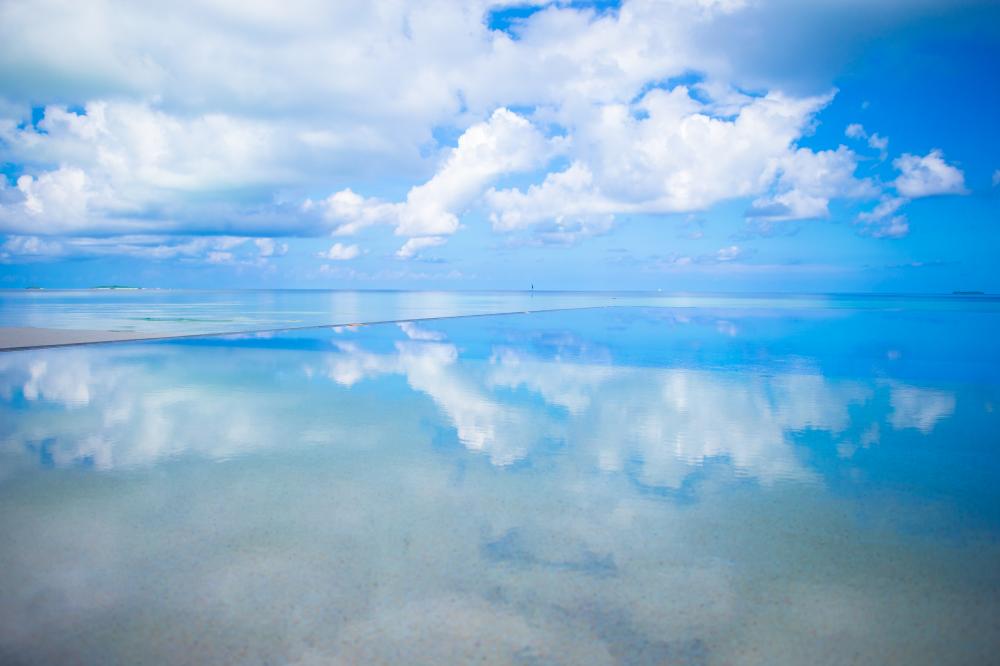 Reflection of clouds in calm Florida Keys waters