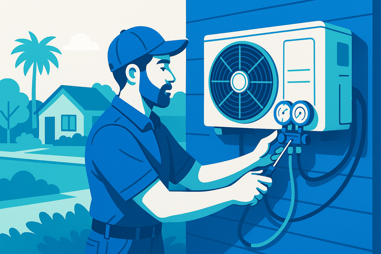 Featured image showcasing a technician performing AC repair, symbolizing reliable service in Crenshaw, CA.