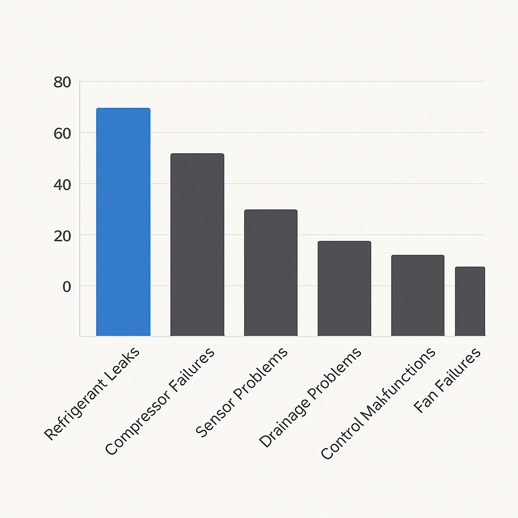 Frequency of commercial AC issues chart illustrating top problems reported in Los Angeles industries