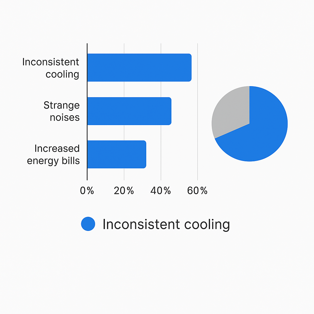 Data visualization of common AC repair signs frequency reported by Crenshaw homeowners