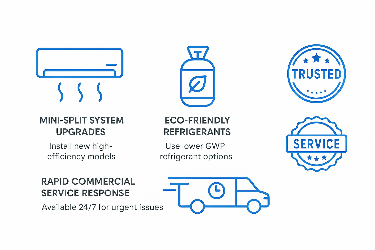 Infographic presenting specialized AC repair techniques for historic and commercial properties in Crenshaw