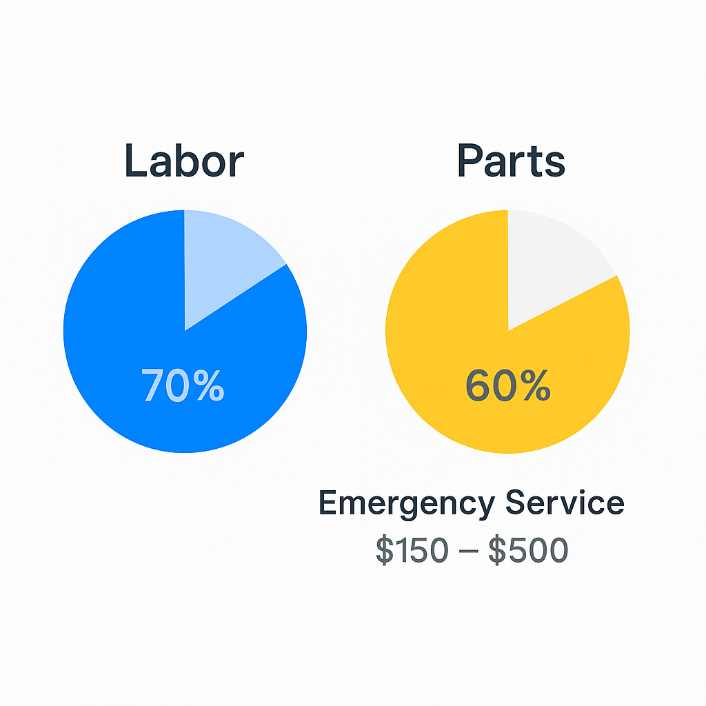 Cost comparison chart for typical HVAC repair services in West Hollywood