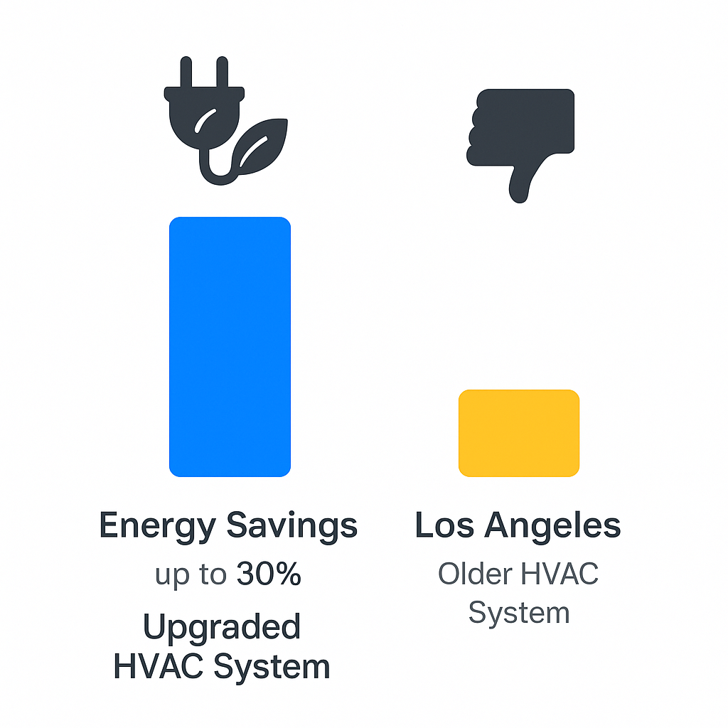 Chart comparing energy savings and benefits of commercial HVAC system upgrades against older systems, based on current market research.