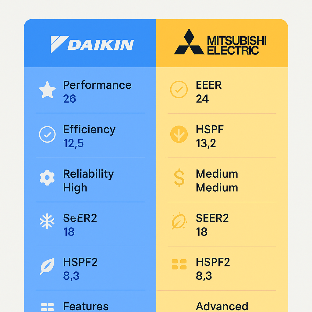 Comparison chart of preferred HVAC brands and technologies for luxury homes in Beverly Hills