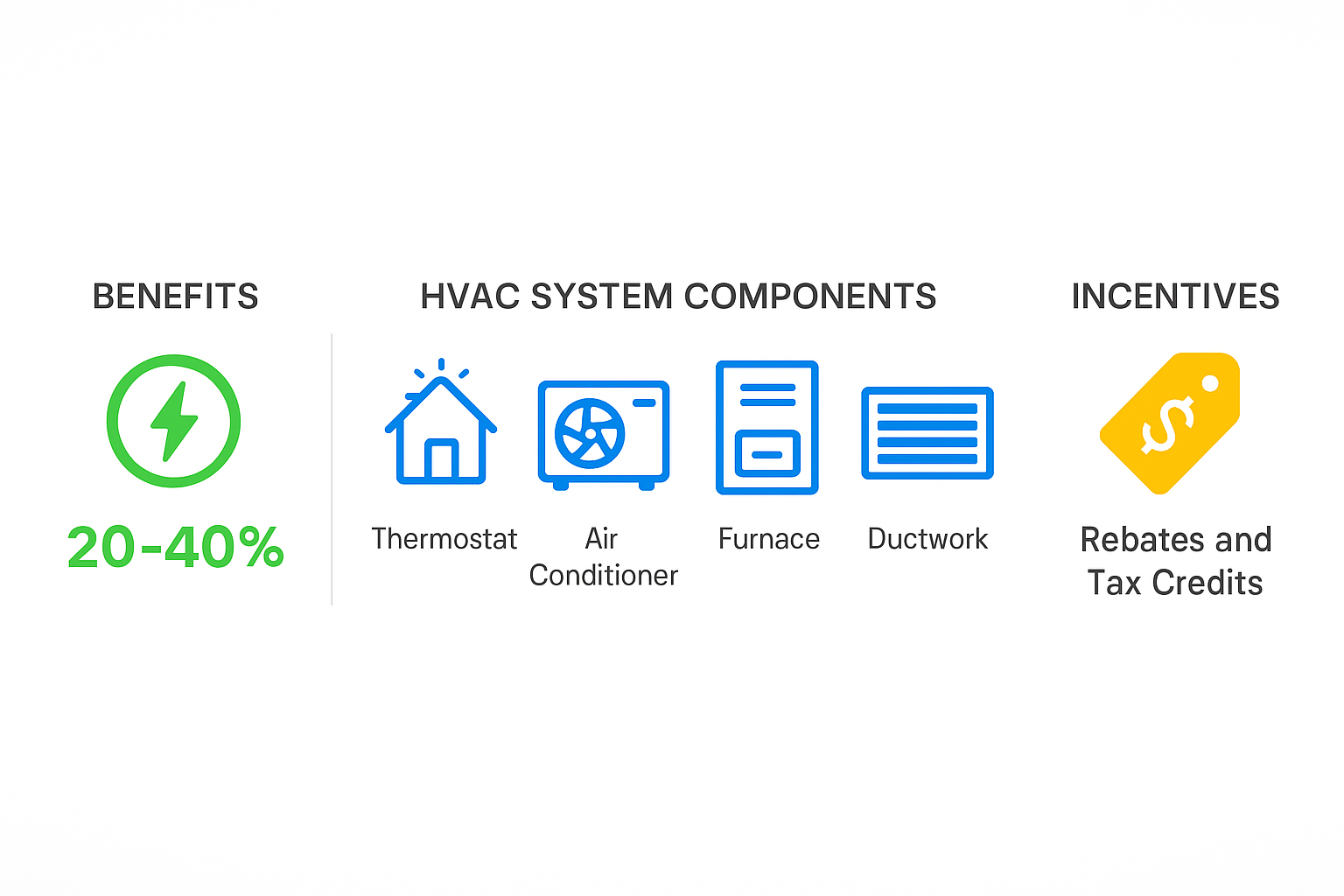 Infographic illustrating benefits and incentives of energy-efficient HVAC installations in Baldwin Hills