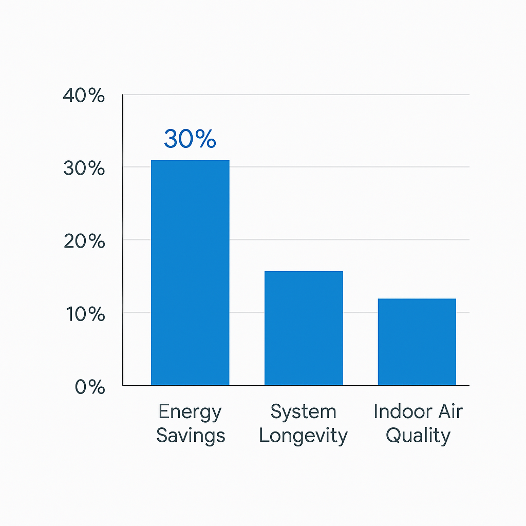 Chart illustrating energy savings, system longevity, and indoor air quality improvements from tune-ups in luxury homes.