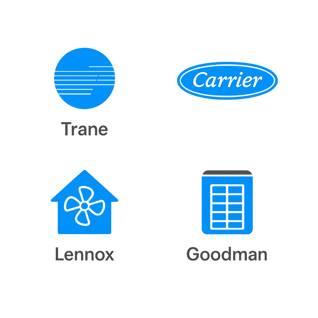 Icon set of leading HVAC brands favored by Beverly Grove contractors