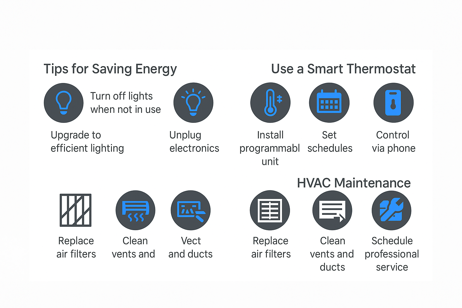 Infographic illustrating energy-saving HVAC tips in Beverly Grove