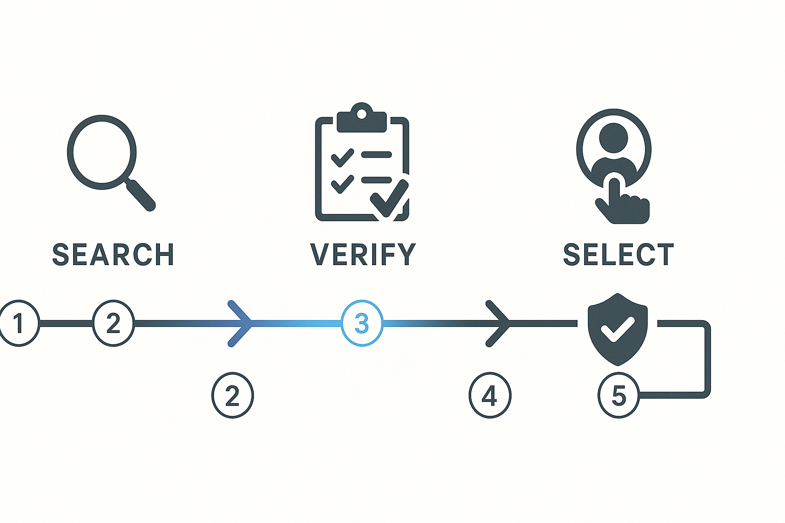 Step-by-step process flowchart illustrating how to find and select reliable HVAC contractors in West Hollywood