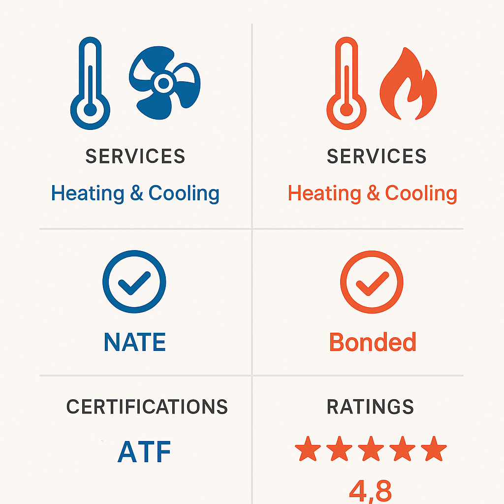 Visual comparison of leading HVAC contractors in Culver City for informed decision-making