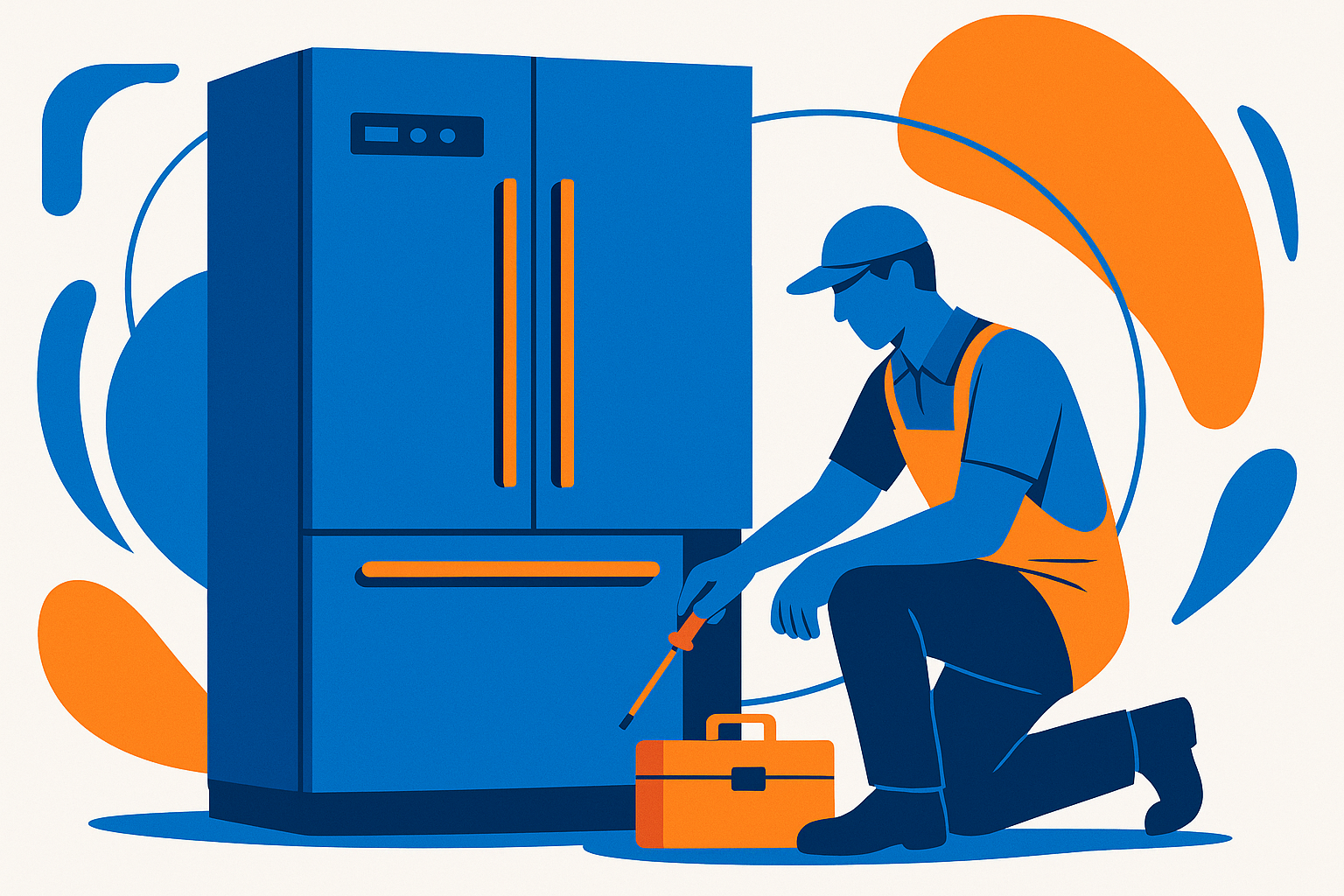 An expert technician inspecting a luxury Sub-Zero refrigerator, symbolizing professional repair services.