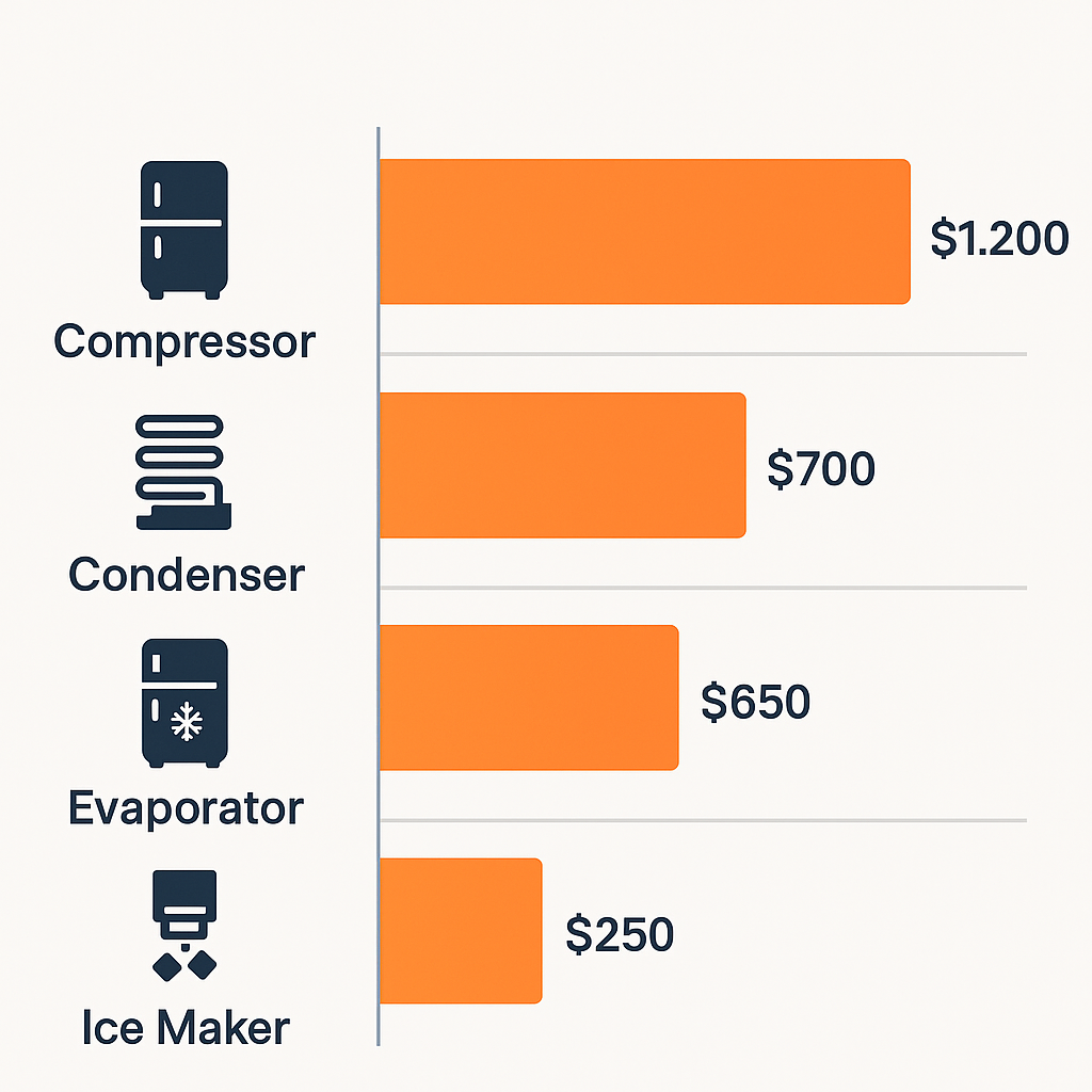 Comparison chart showing typical repair costs for common Sub Zero appliance issues