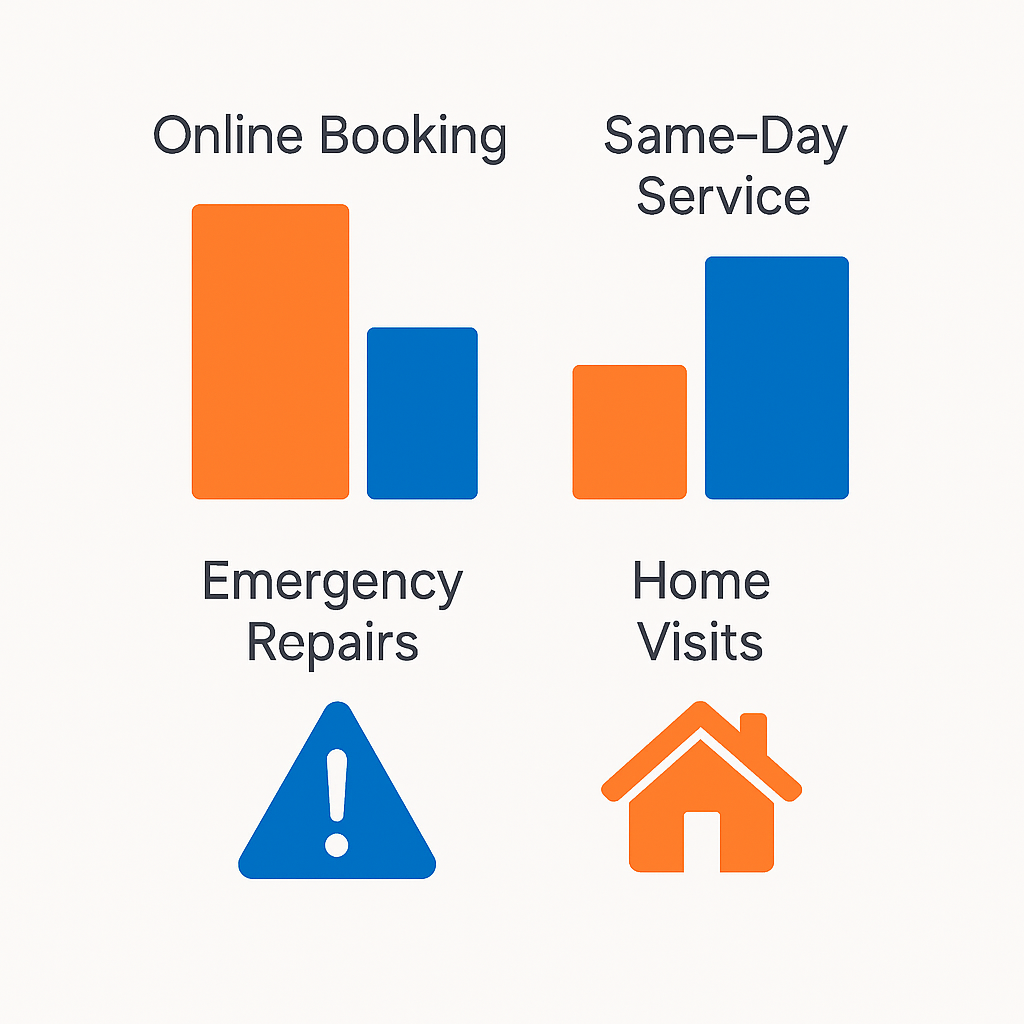 Comparison chart of repair scheduling options for Sub Zero refrigerators