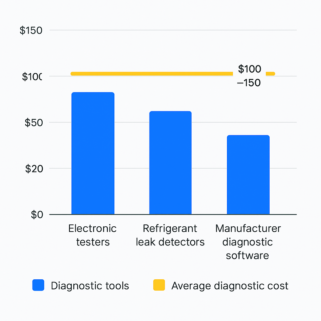 Chart showing diagnostic tools usage and average diagnostic costs for Subzero cooling systems in Peoria