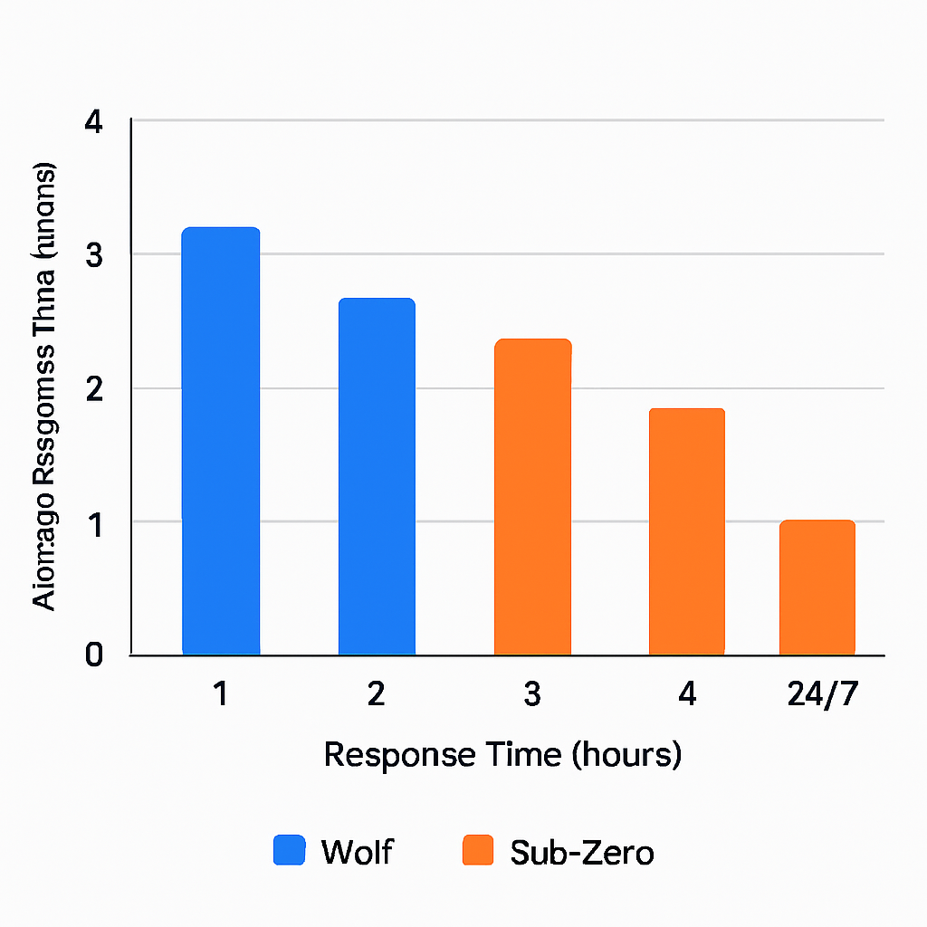 Bar chart visualizing average emergency repair response times and availability