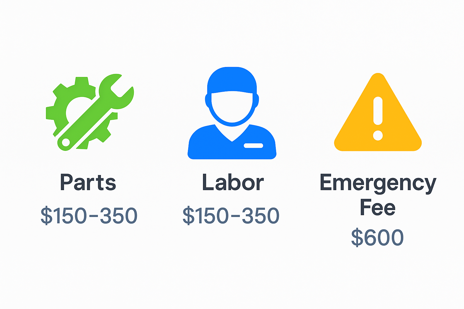 Visual breakdown of typical Wolf Sub Zero repair costs, including parts, labor, and emergency fees.