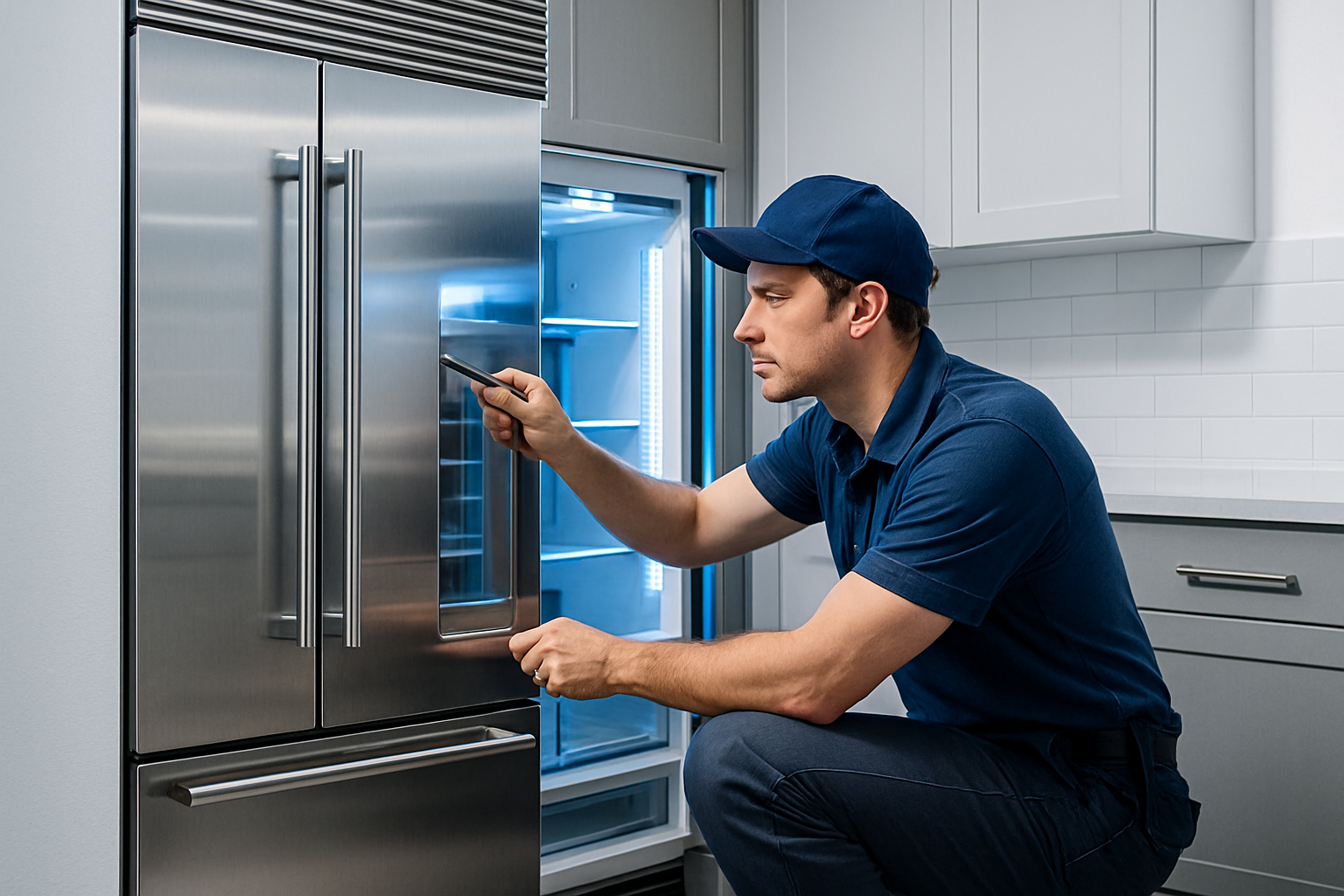 Sub Zero technician repairing a fridge in Torrance