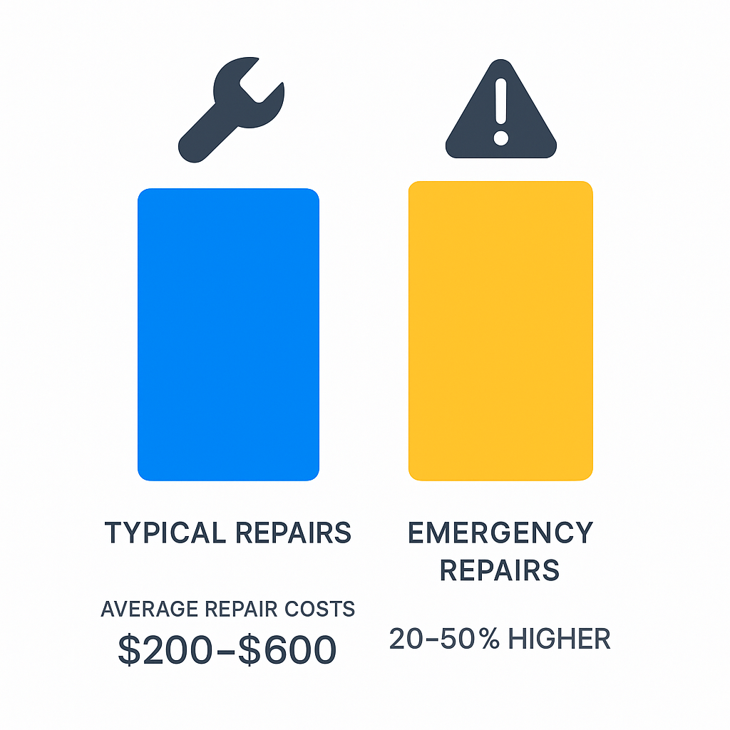 Infographic comparing typical vs emergency Sub Zero repair costs in Kissimmee