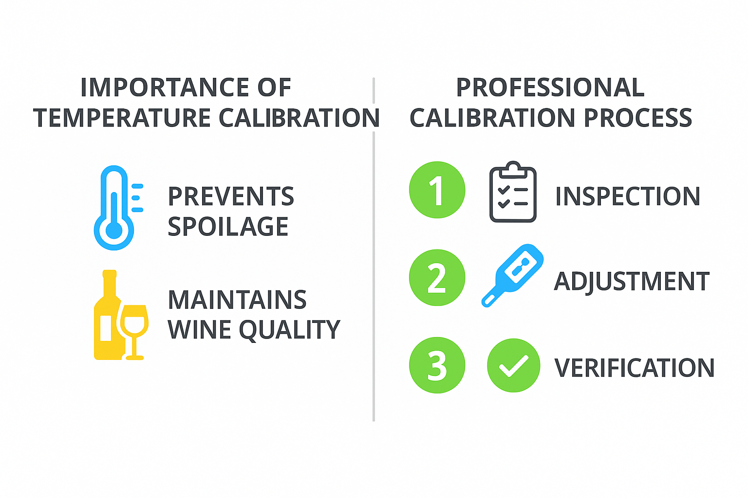 Infographic about Sub Zero wine cooler temperature calibration importance and process