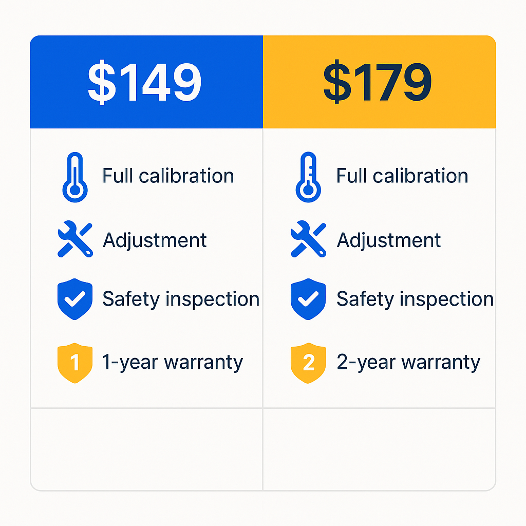 Side-by-side comparison of service options and warranty features offered by Savannah providers.
