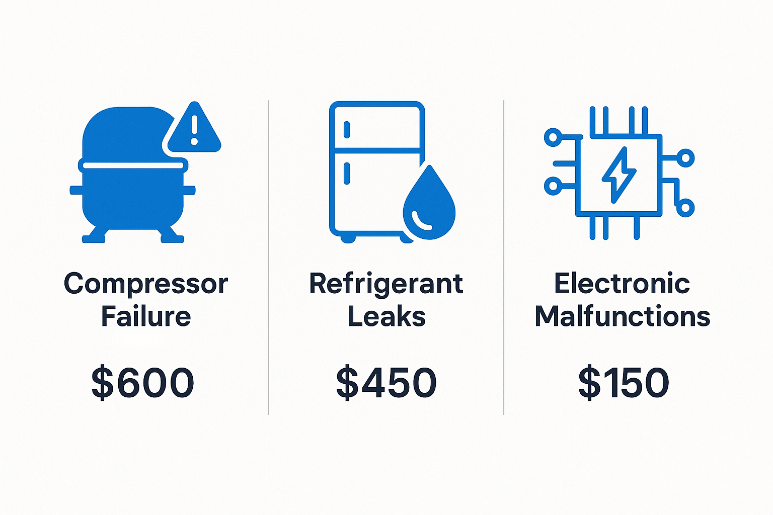 Infographic showing common Sub Zero repair issues and average repair costs in Bremerton.