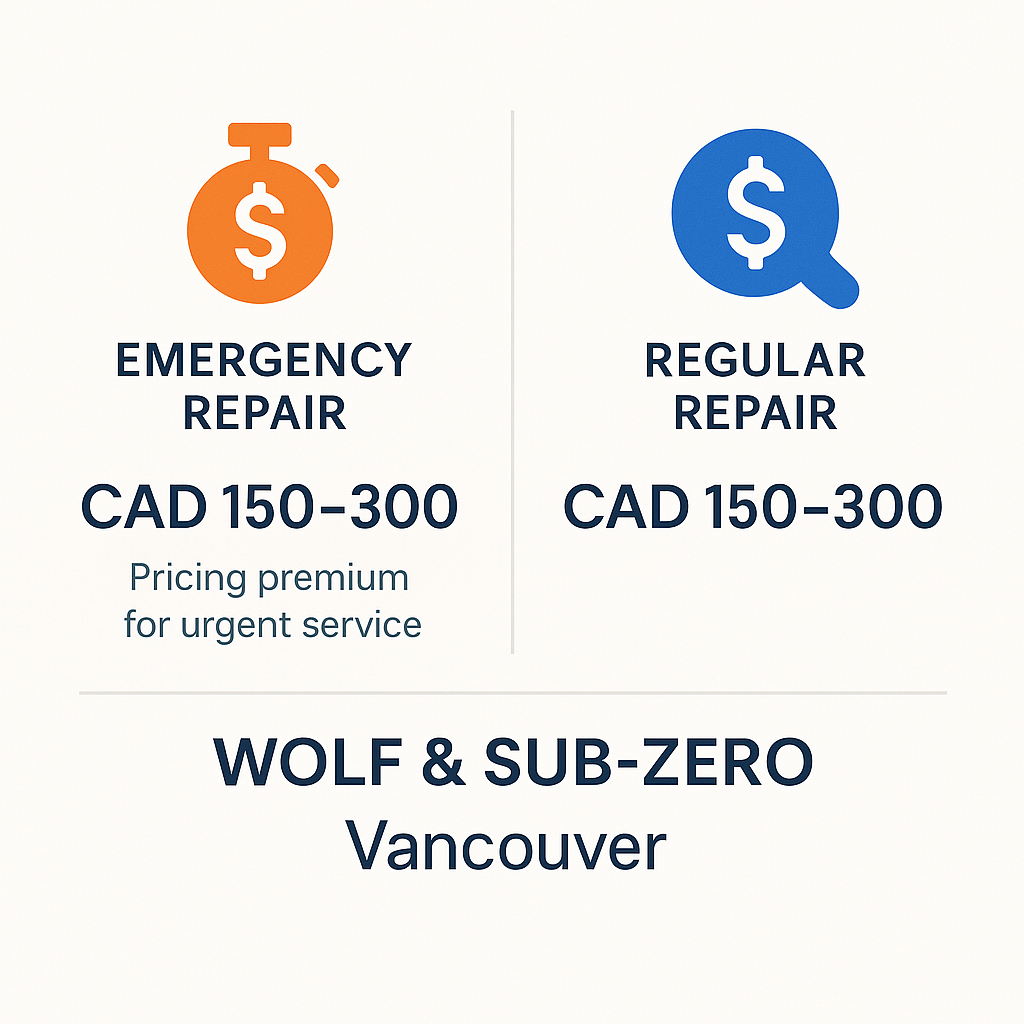 Visual comparison of pricing differences between emergency and regular repair services in the Vancouver market.