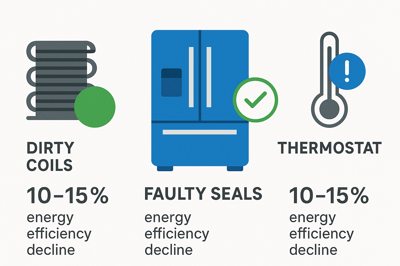 Infographic illustrating common energy drains in Sub Zero refrigerators