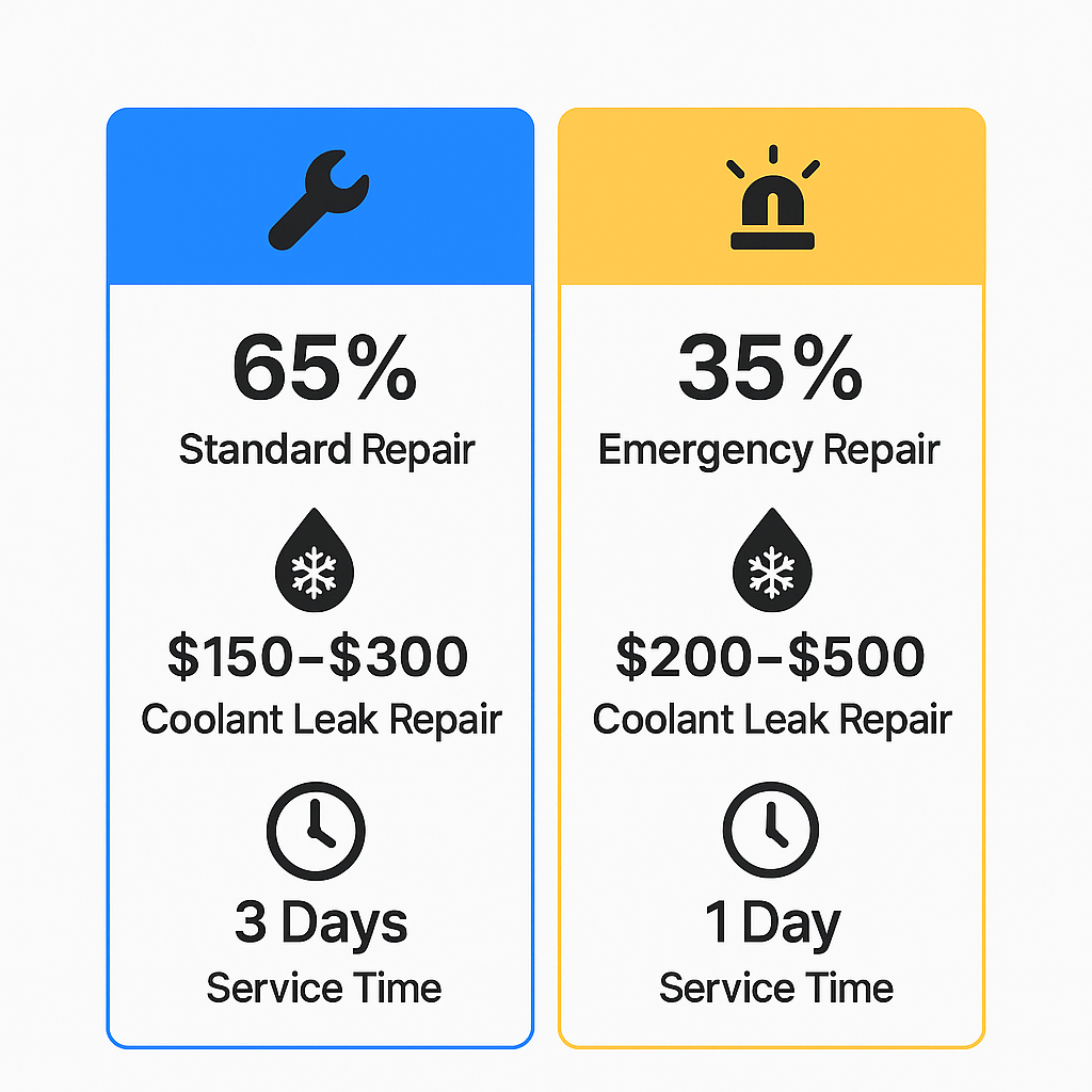 Side-by-side comparison chart of standard vs emergency Sub Zero refrigerator repair costs and service times in Arlington