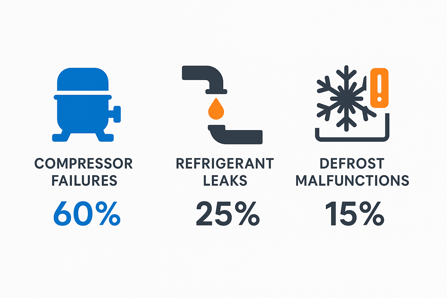Infographic showing common emergency repair issues with frequency percentages