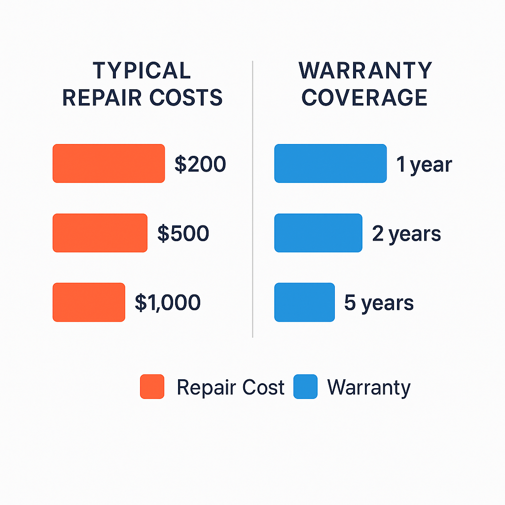 Side-by-side comparison of typical repair costs and warranty coverage options for Sub Zero refrigerators.