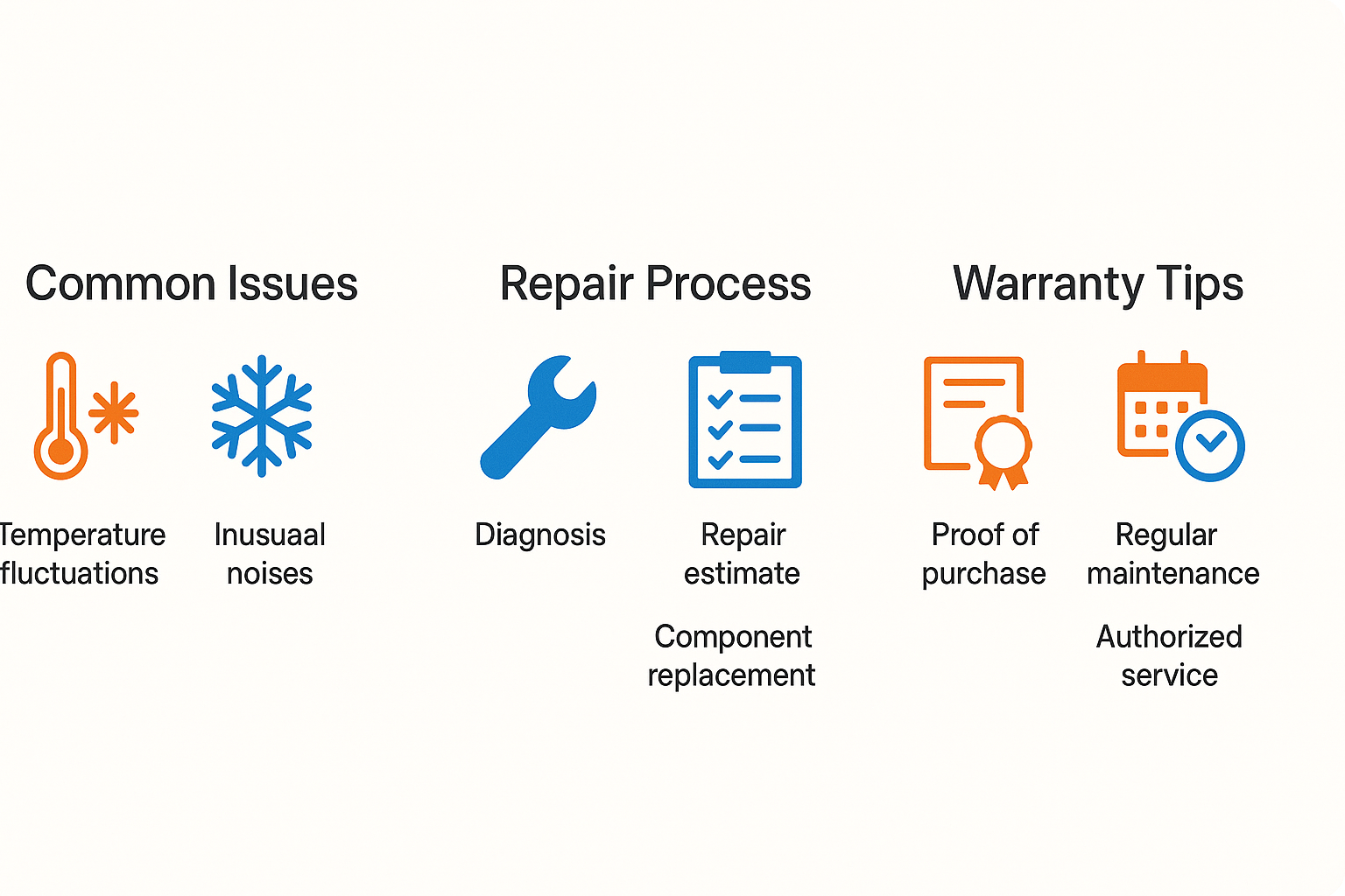 Infographic on common issues and repair tips for Sub Zero wine coolers