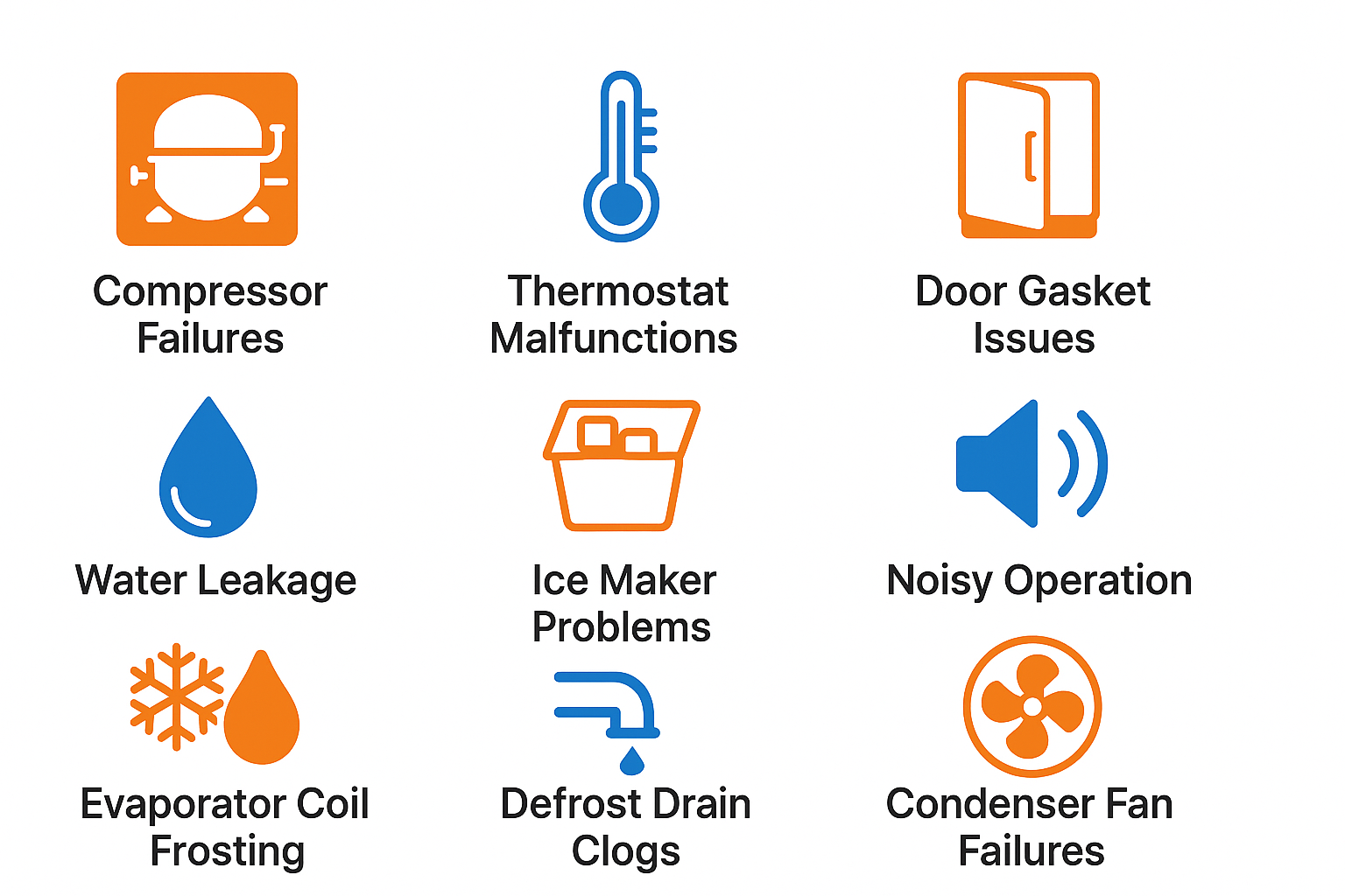 Infographic illustrating common Sub Zero refrigerator problems in Manhattan penthouses